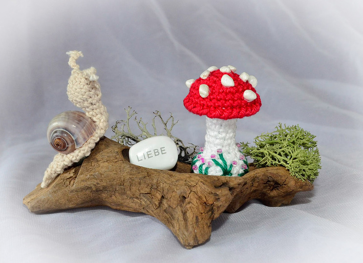 Mini Fliegenpilze u Schnecken 2 Größen Muttertag Glück Pilze Herbst