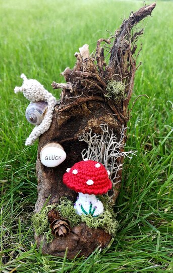 Mini Fliegenpilze u Schnecken 2 Größen Muttertag Glück Pilze Herbst