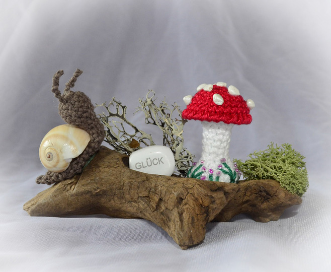 Mini Fliegenpilze u Schnecken 2 Größen Muttertag Glück Pilze Herbst