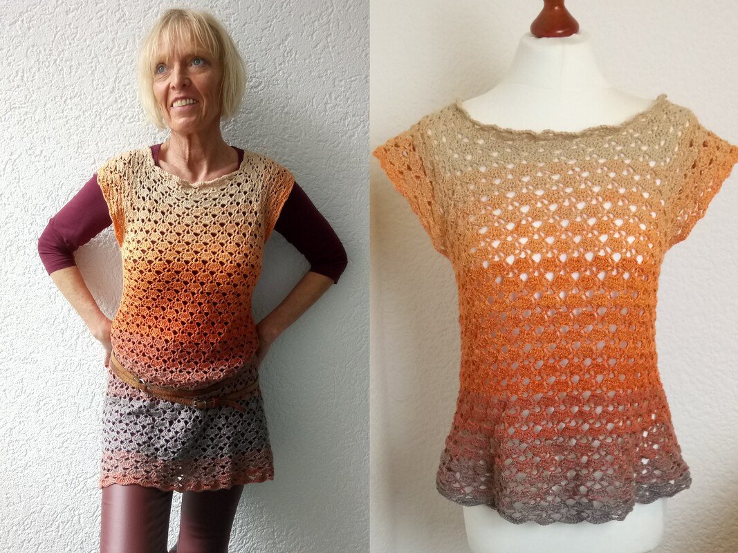 Häkelanleitung Tunika "Elegance" für alle Größen, Raglan-von-oben, als Kleid oder Shirt tragbar! - Bild 4