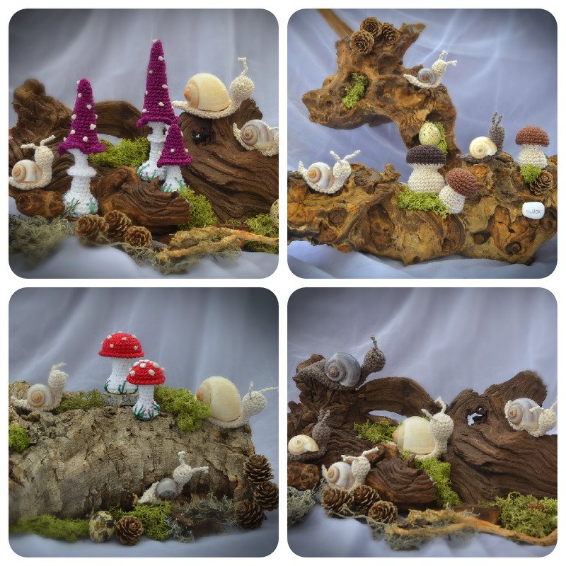 Sparset 9 tlg Mini Pilze Fliegenpilz Steinpilz lange Pilze Schnecken Herbst