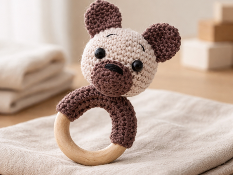 Häkelanleitung Teddybären Rassel, Babyrassel häkeln