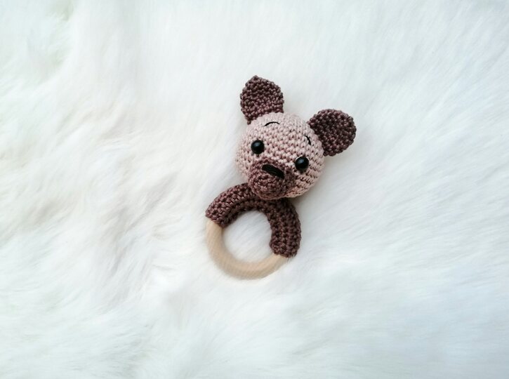 Häkelanleitung Teddybären Rassel, Babyrassel häkeln