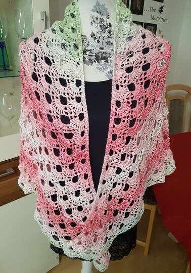 Dreieckstuch "Kirschblüte, Häkelanleitung