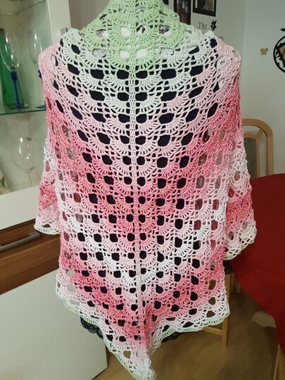 Dreieckstuch "Kirschblüte, Häkelanleitung