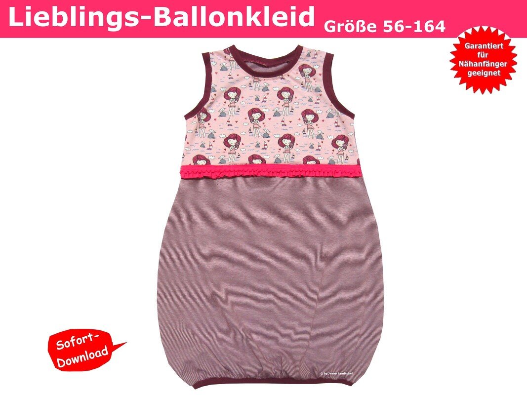Lieblings-Ballonkleid/Kinderkleid - Schnittmuster & Nähanleitung