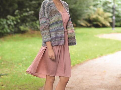 Strickjacke im Plisseemuster mit 3/4 Ärmeln