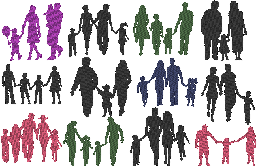 Stickdatei Familien 12 Motive in 5 Größen Silhouetten - Bild 5