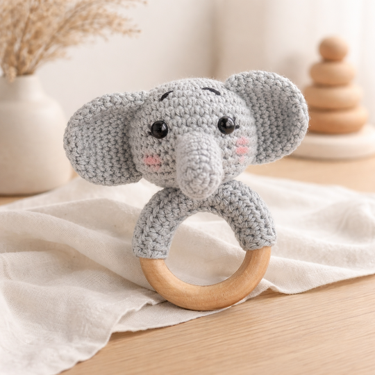 Crochet Pattern Elephant Rattle, crochet Babyrattle