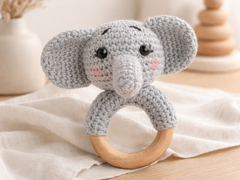 Häkelanleitung Elefanten Rassel, Babyrassel häkeln