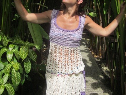 Sommerhäkelkleid VIOLETTA (Gr. S/M, L/XL)