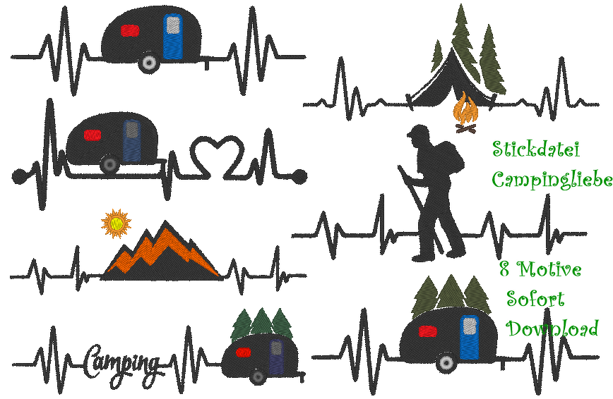 Stickdatei Camping Liebe 8 Motive