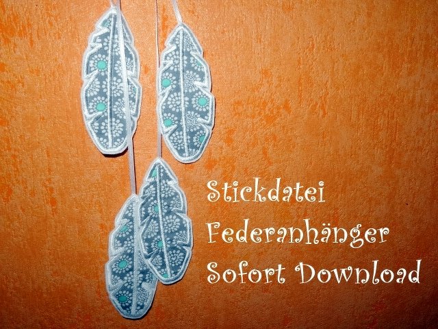 Stickdatei Feder Anhänger