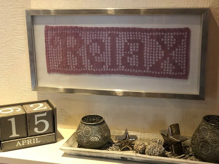 Anleitung Filetdeckchen / Schriftzug "RelaX"