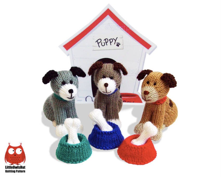 181 Knitting Pattern - Dogs with bowls and bones - Amigurumi PDF file by Zabelina CP