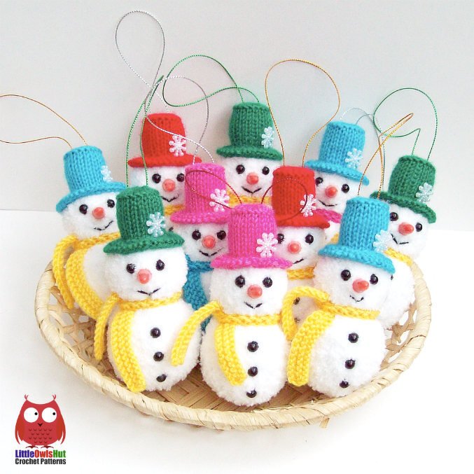 162 Knitting Pattern - Snowman with 3 hats - Amigurumi PDF file by Zabelina