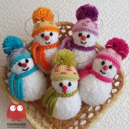 162 Knitting Pattern - Snowman with 3 hats - Amigurumi PDF file by Zabelina