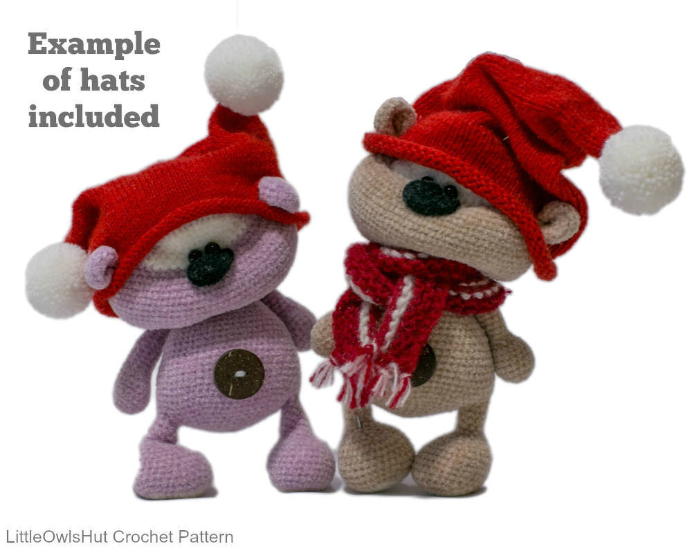 141 Knitting Pattern - Cute Bear Cookie with hats - Amigurumi PDF file by Pertseva CP - Image 2