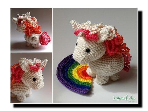 EINHORN, mini mit Regenbogen - Häkelanleitung