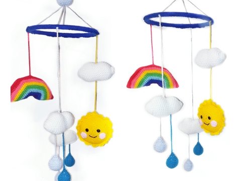 Häkelanleitung mobile für krippe PDF english-deutsch-dutch