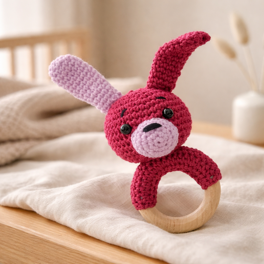 Crochet Pattern Rabbit Rattle, crochet Babyrattle