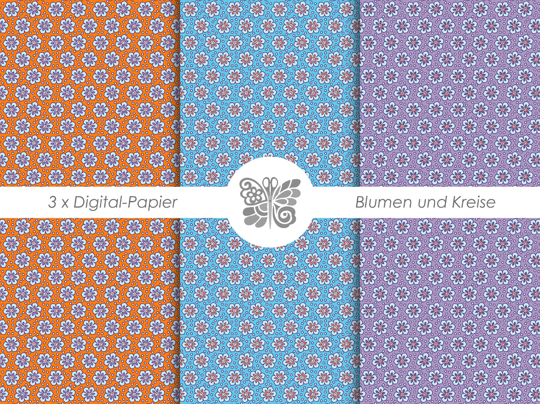 Digital-Papier – Blumen und Kreise