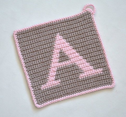 Letter "A" Potholder Crochet Pattern - for beginners