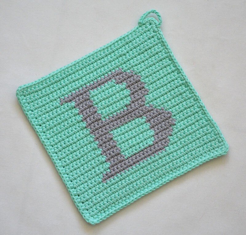 Letter "B" Potholder Crochet Pattern - for beginners
