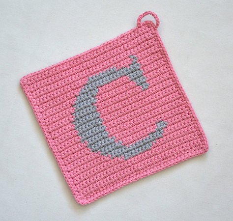 Letter "C" Potholder Crochet Pattern - for beginners