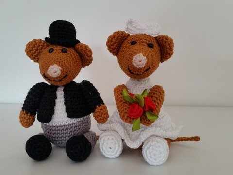 Häkelanleitung - Mäusepaar "Braut und Bräutigam"