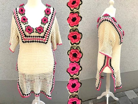 sommerliche Tunika Kleid "ROSENROT"