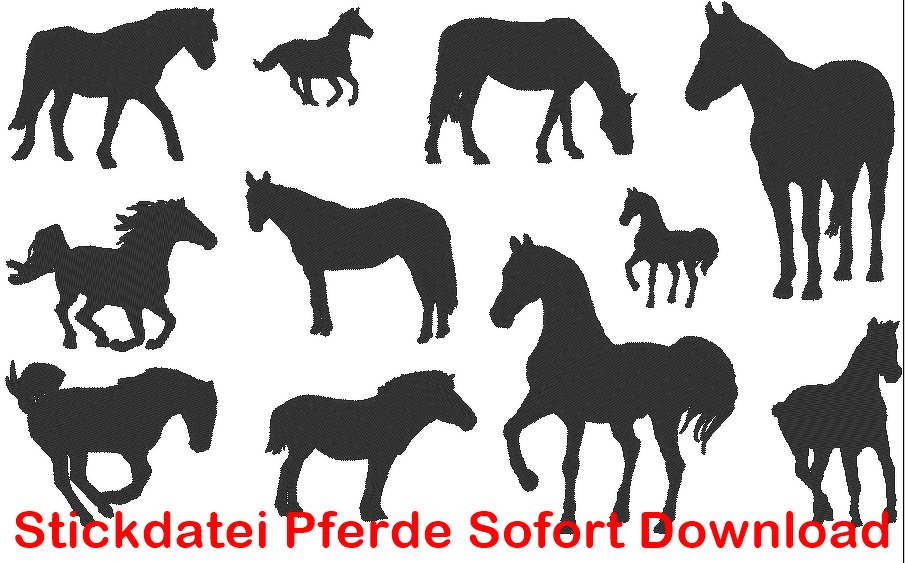 Stickdatei Pferde Silhouette Pferd