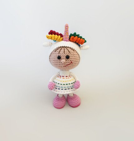 197 Crochet Pattern - Girl doll in an Unicorn outfit - Amigurumi PDF file by Stelmakhova CP