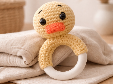 Häkelanleitung Küken Rassel, Babyrassel häkeln