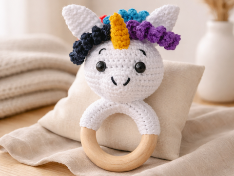 Häkelanleitung Einhorn Rassel, Babyrassel häkeln