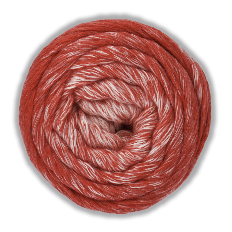 Rostrot-weiß melierter Garnbobbel
