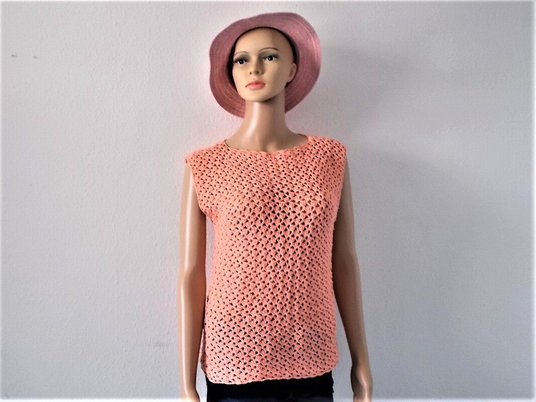 Häkelshirt Größe 36 - 46 - orange - Häkelpulli - Bild 2