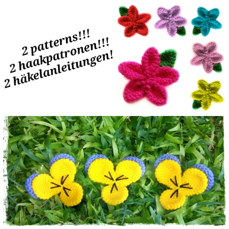 2 flower crochet patterns !!! PDF english-deutsch-dutch