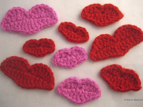 „Drei Lippen“, Applikation, Verzierung, Aufnäher, Deko