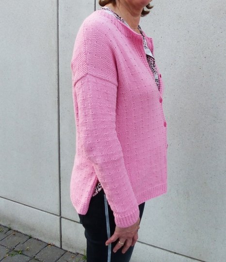 Strickanleitung, Rosa Strickjacke aus Baumwolle