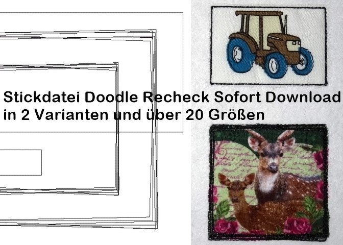 Stickdatei Doodle Rechteck Rahmen in über 20 Größen