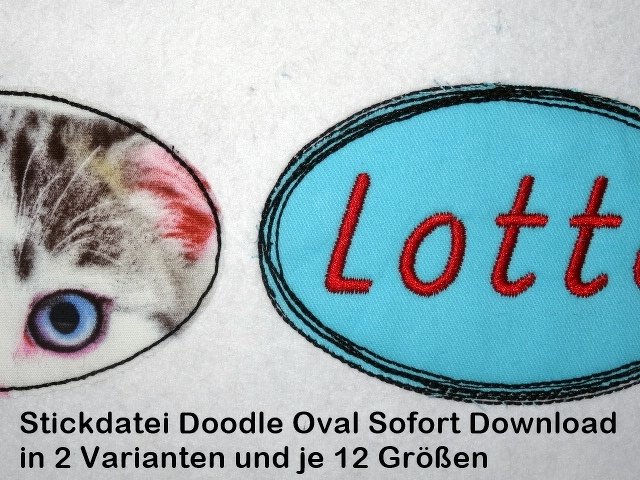 Stickdatei Doodle Ovale Buttons in 12 Größen
