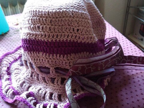 Gehäkelter Damen Sonnenhut , für Anfänger geeignet