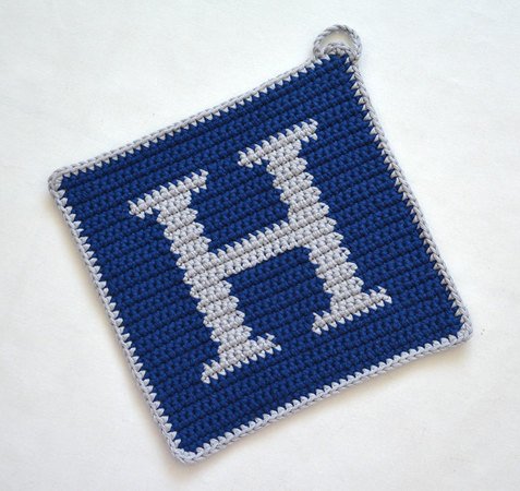 Letter "H" Potholder Crochet Pattern - for beginners