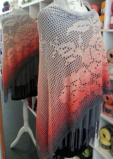 Häkelanleitung Tuch Sweet Rose Filettuch Motivtuch