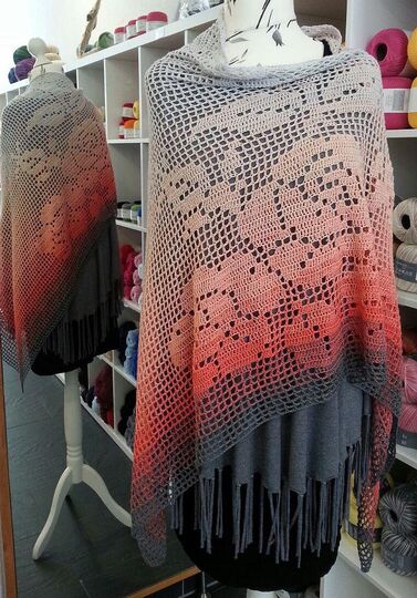 Häkelanleitung Tuch Sweet Rose Filettuch Motivtuch