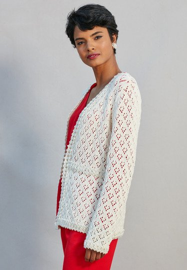 Strickenjacke Claire mit gehäkelter Spitzborte