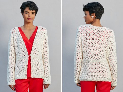 Strickenjacke Claire mit gehäkelter Spitzborte