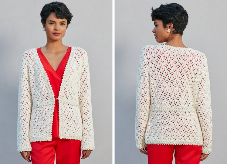 Strickenjacke Claire mit gehäkelter Spitzborte