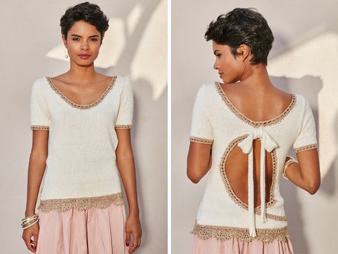 Strickpulli Renette mit Häkelkanten